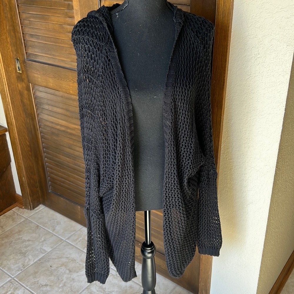 Final touch, black, hooded cardigan,Size M/L